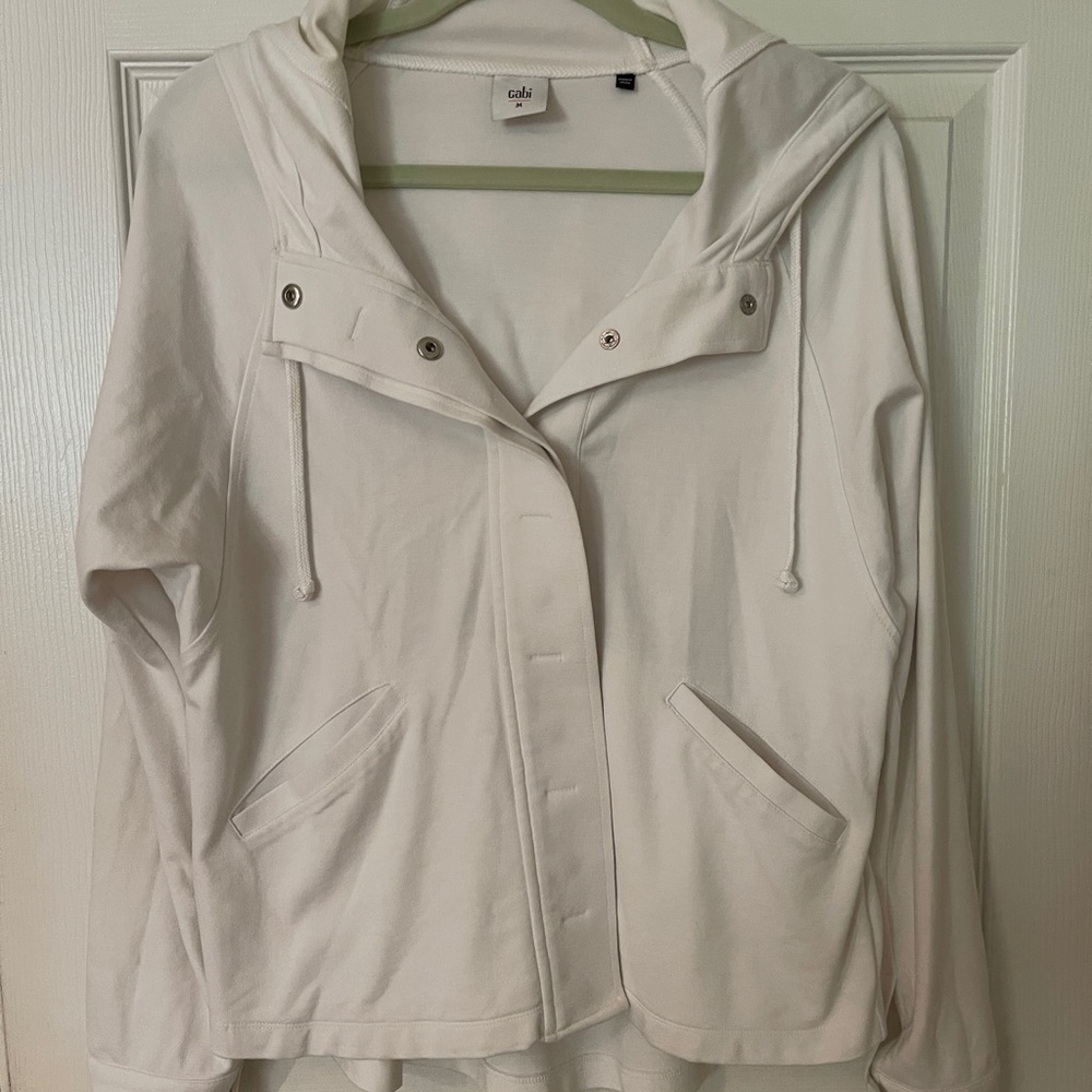 CAbi White Knit Hoodie Jacket